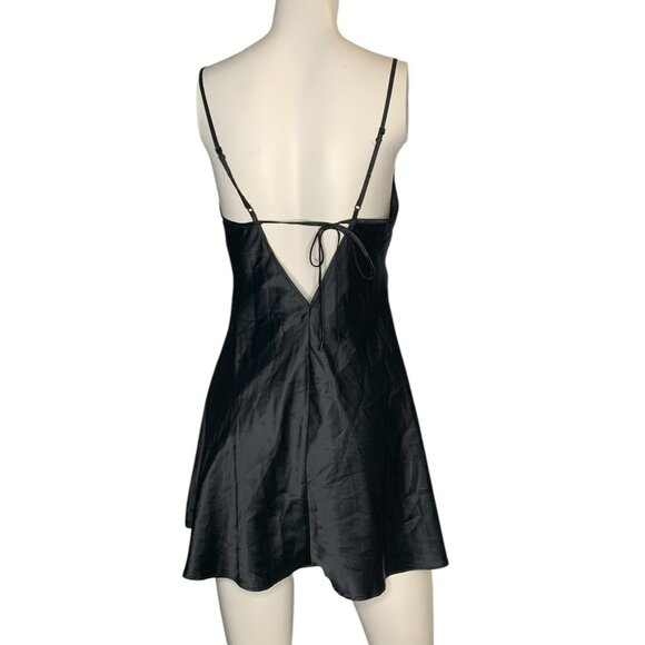 VTG Y2k Victoria's Secret Gothic Black Satin Slip Dress Nightgown Small - Picture 2 of 6